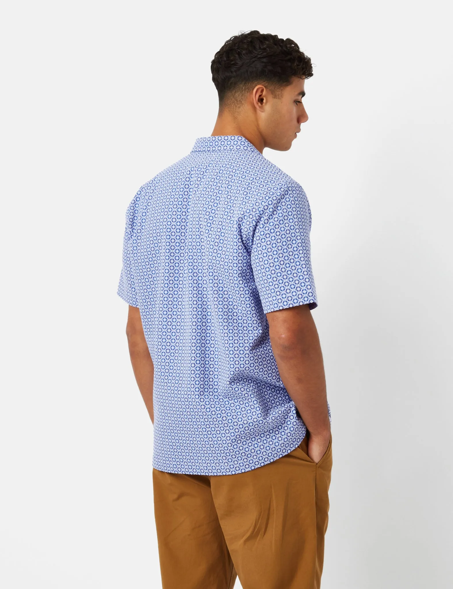 Universal Works Road Shirt (Summer Check) - Blue