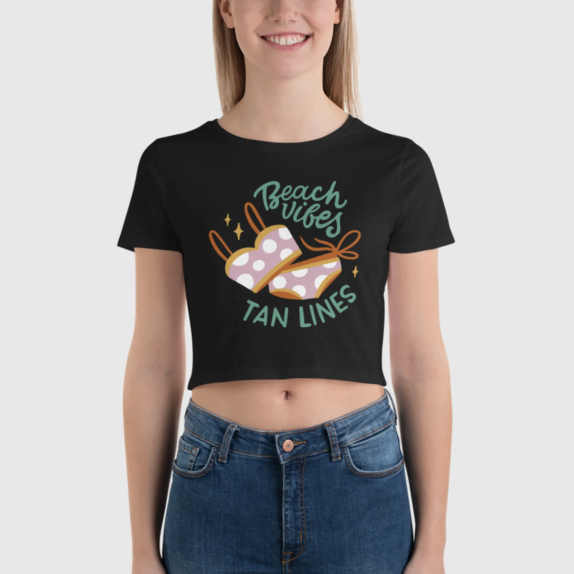 Women’s Crop Tee - Beach Vibes, Tan Lines